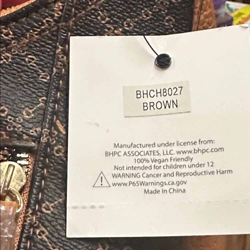 NWT Beverly Hills Polo Club brown  Patterned Womens Bag - Picture 4 of 12